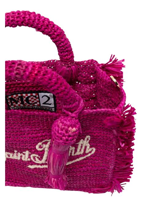 MC2 SAINT BARTH Vanity tote bag in raffia with embroidered logo in fuchsia MC2 SAINT BARTH | VAMI01700453LFUCSIA